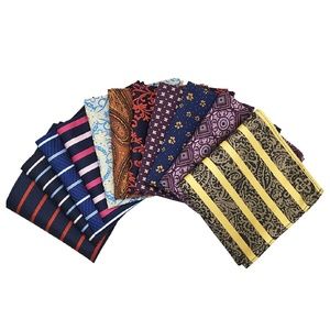 Mens Set of 11 Striped Paisley Pocket Squares